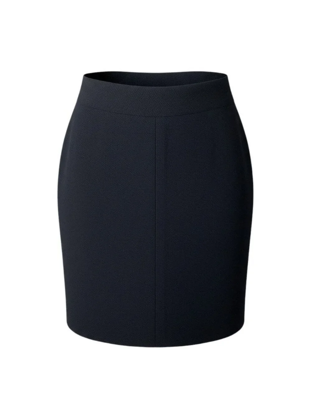 Chanel Boutique Wool Skirt Knee Length Black